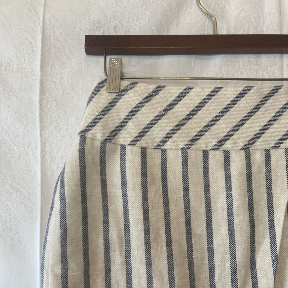 J. Crew Size 2 Linen and Cotton Blue and Off White Skirt Beach Summer Spring - Picture 2 of 5